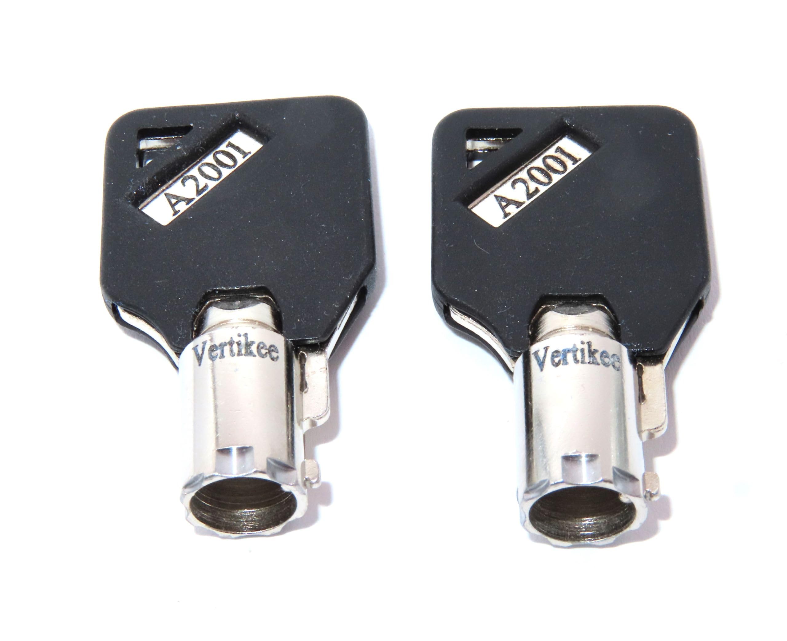 Vertikee A2001 Keys Milwaukee & Steel Glide Tool Box Tool Chest Keys, Cut A2001 Replacement Keys With Black Caps (TM) A2001 Numbered Keys Cut To Factory specifications