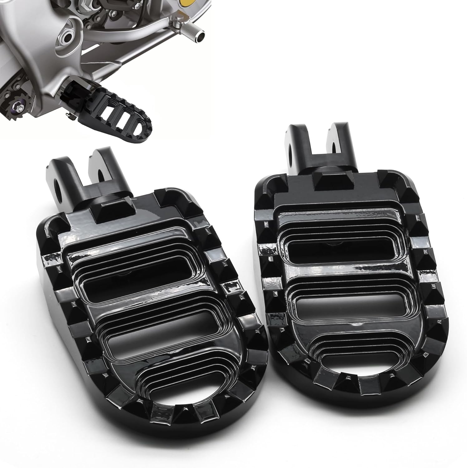 MZS Motorcycle Foot Pegs, 2018-2024 Front Adjustable Footpegs Accessories MX Serrated Wide Pedal Compatible with Softail Breakout Deluxe Fat Bob Fat Boy Heritage Low Rider Slim Street Bob Sport Glide
