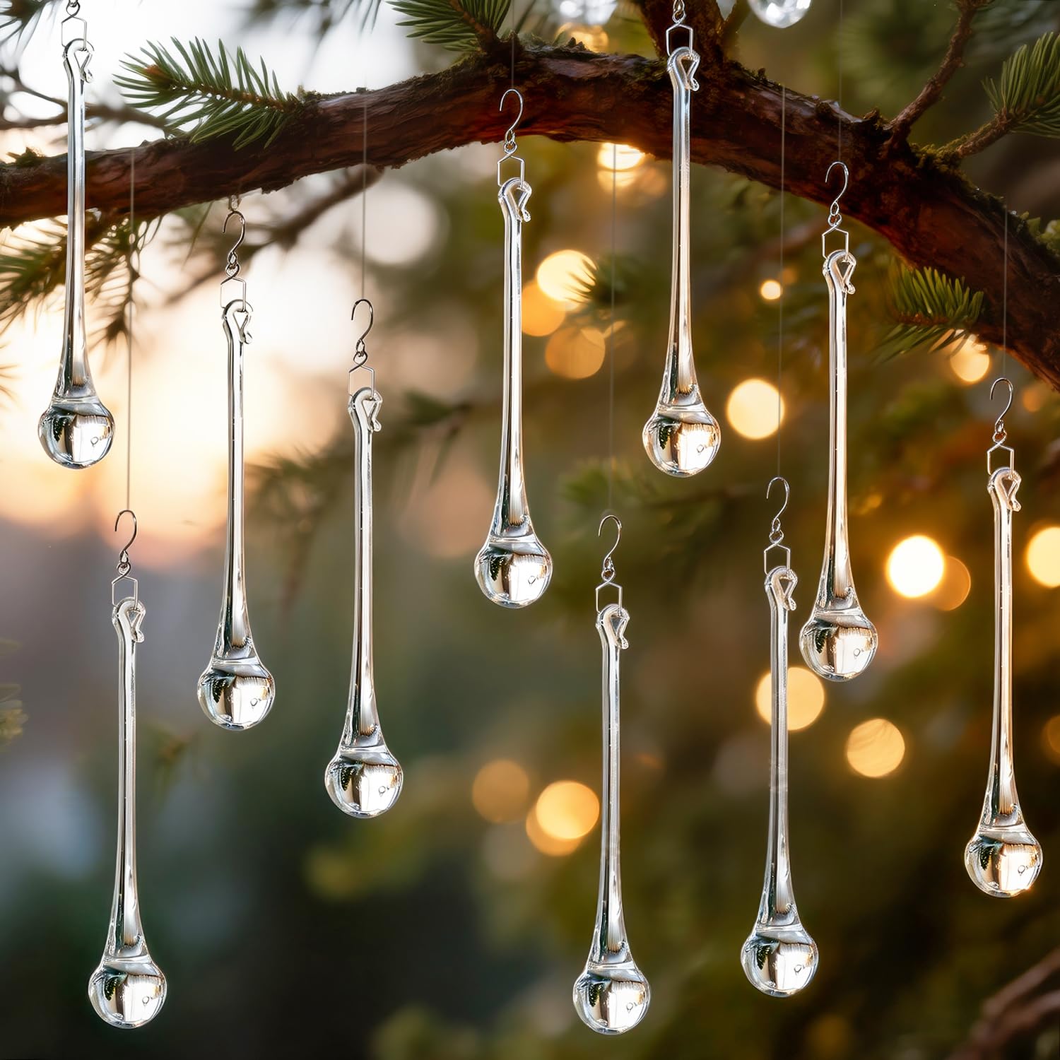 H&D 10pcs 5.9inch Large Crystal Raindrop Chandelier Prisms Hanging Drops Pendants DIY Parts (Clear)-image-5