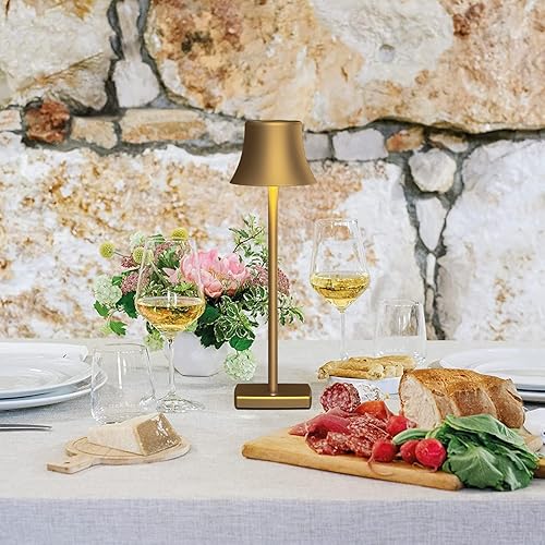 Miniatura 5 de SAKRINGT Paquete de 2 lámparas de mesa LED inalámbricas recargables, luz de mesa con pilas de 5000 mAh, atenuación continua de 3 colores, lámpara de