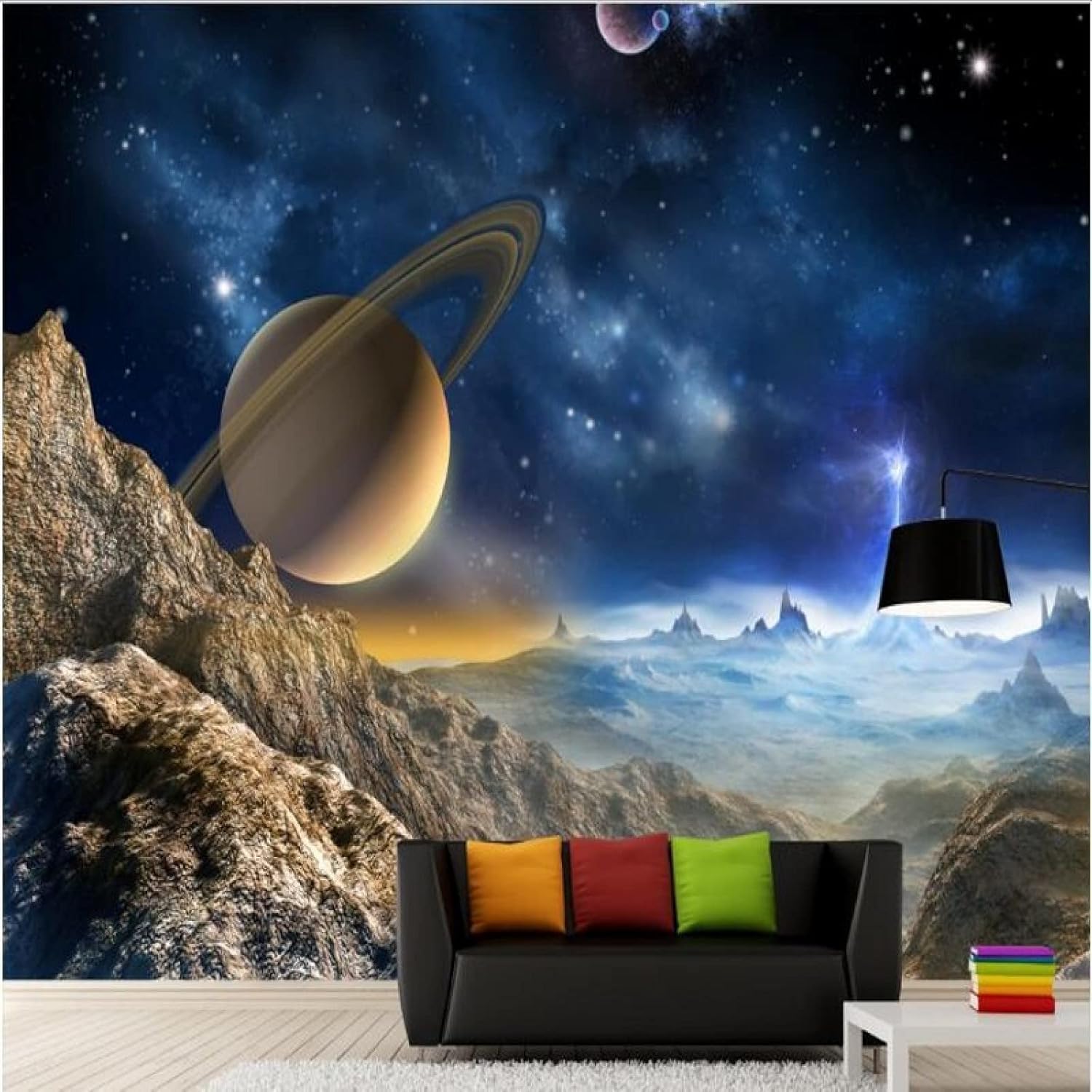 Universo Galassia Pianeti Moderna Carta Da Parati 3d In Seta Goffrata Materiale Ideale Per La Camera Letto Del Soggiorno-300cm×210cm