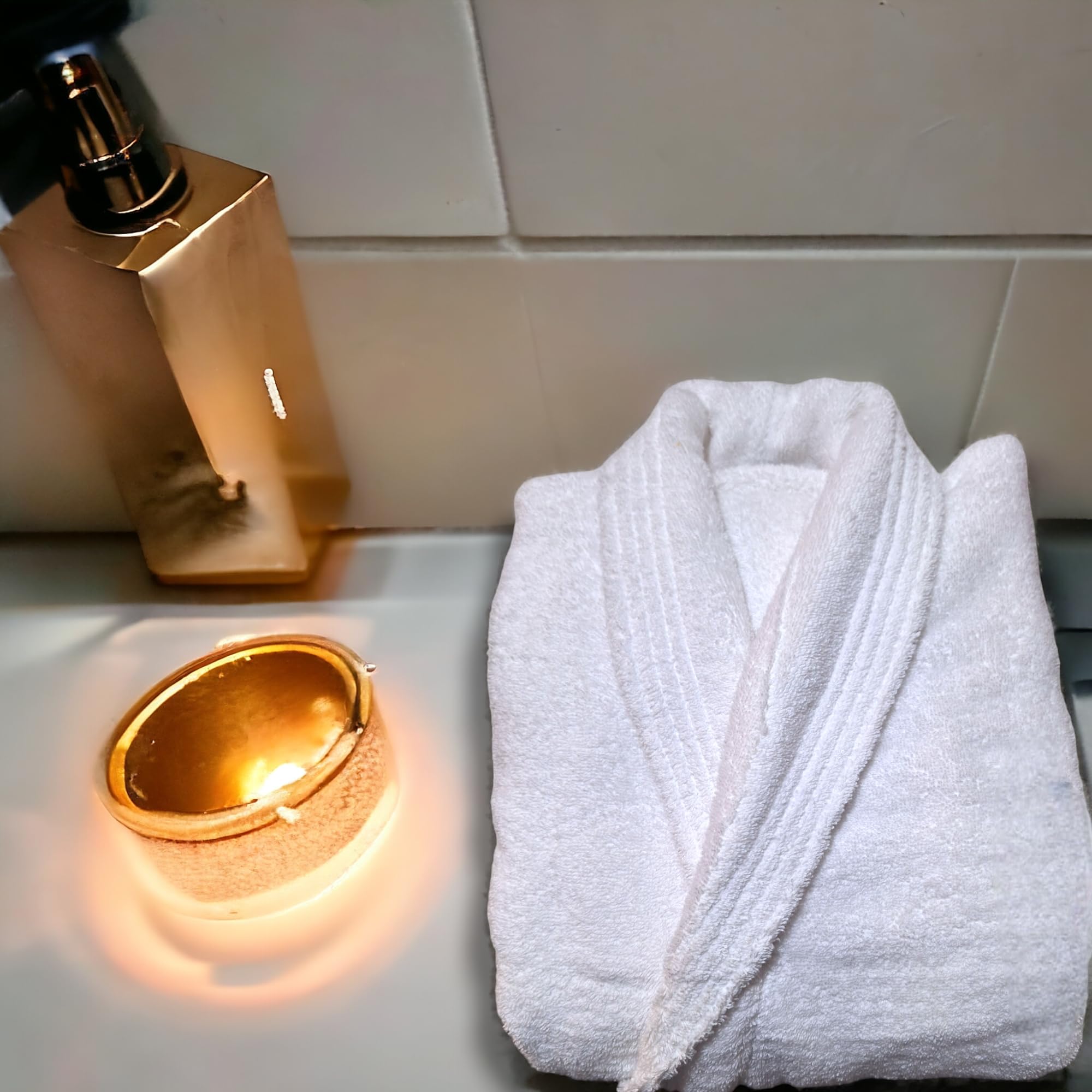 Accappatoio spa personalizzato con iniziali ricamate. Accappatoio, vestaglia, kimono in spugna di cotone (M, Bianco chiaro)
