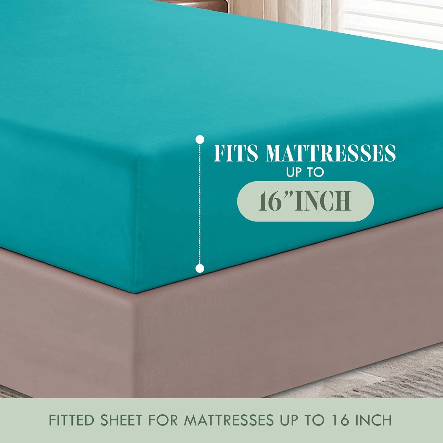 Elegant Comfort Luxurious Soft 1500 Thread Count Egyptian 6-Piece Premium Hotel Quality Wrinkle Resistant Coziest Bedding Set, Easy All Around Elastic Fitted Sheet, Deep Pocket, Queen, Turquoise