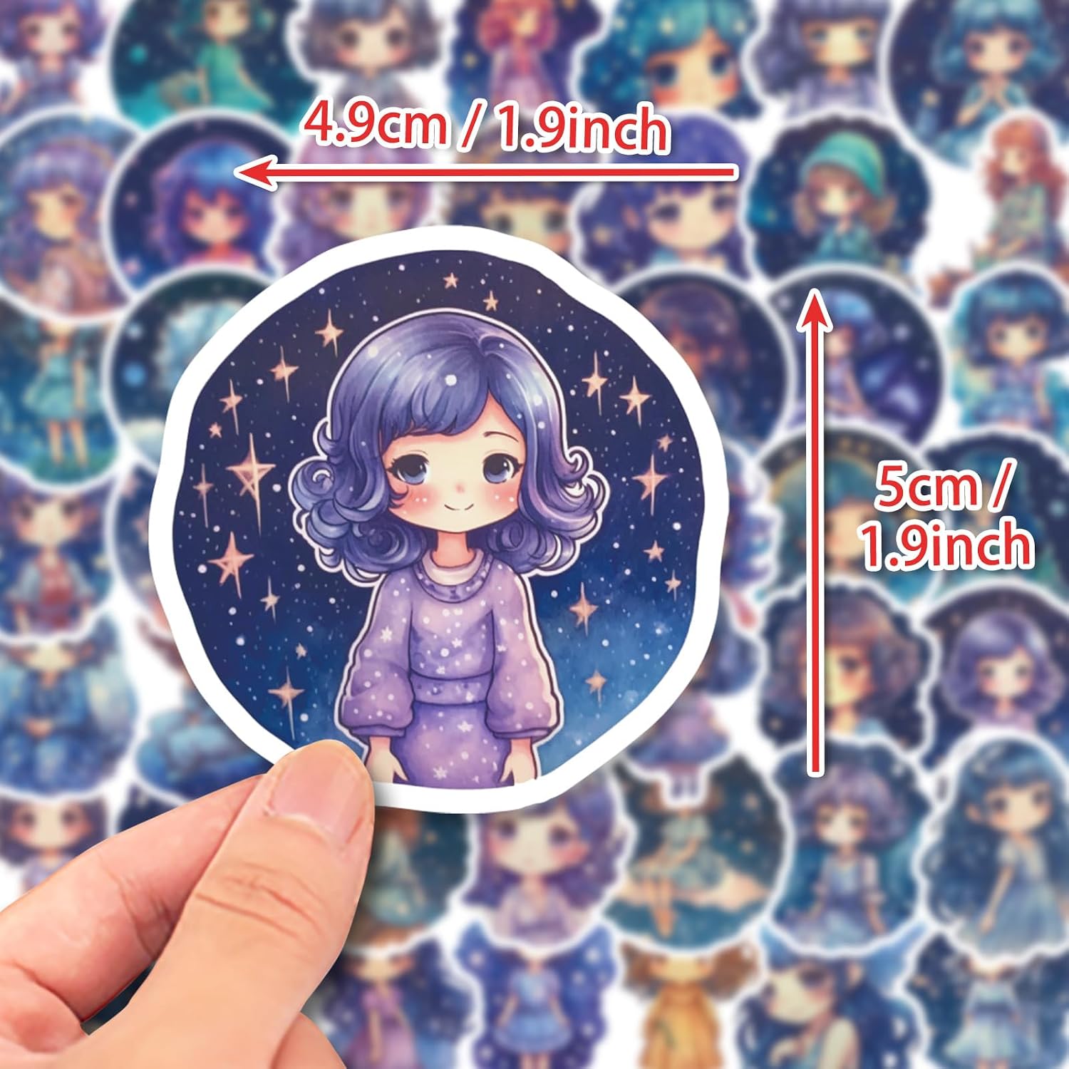 Starry Girl Stickers for Laptop (50 PCS),Gift for Children Teens Adults Girl Boys,Waterproof Stickers for Water Bottle,Starry Girl Vinyl Stickers for Scrapbook,Skateboard,Bike,Phone,Dairy - Image 4