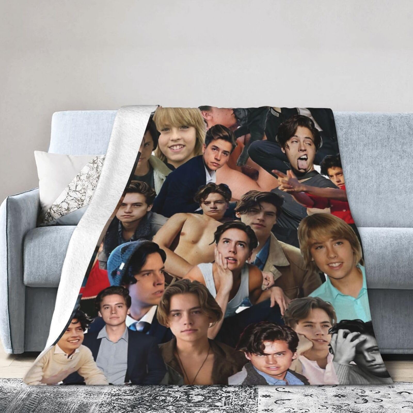 Cole Sprouse Blanket Flannel Fleece Ultra Cozy Decorative for Home Couch Bed Chair Travel Super Soft Warm Blankets for All Season 40""x30"", Black