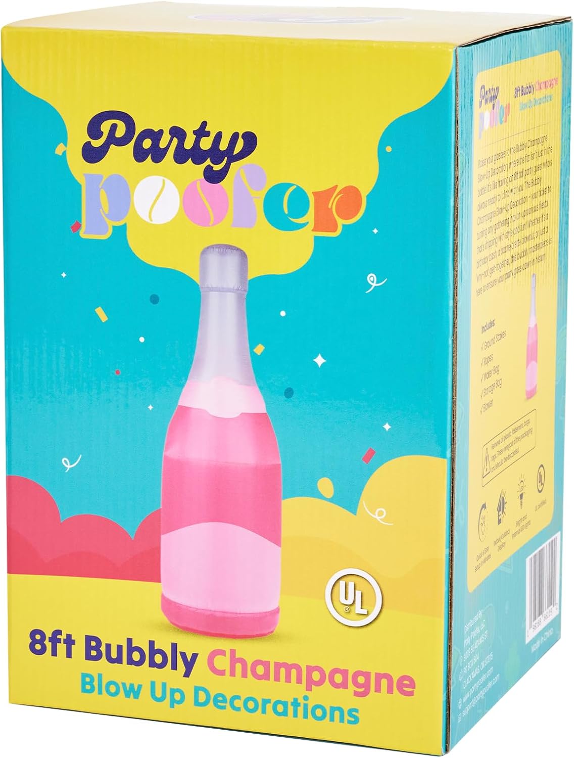 8ft Tall Bubbly Pink Blow-Up Champagne Bottle, Pink LED Lights, Large Inflatable Champagne Bottle Decoration for Bachelorettes, Weddings, Pool Parties, Celebrations, and Greek Life Party - Image 7