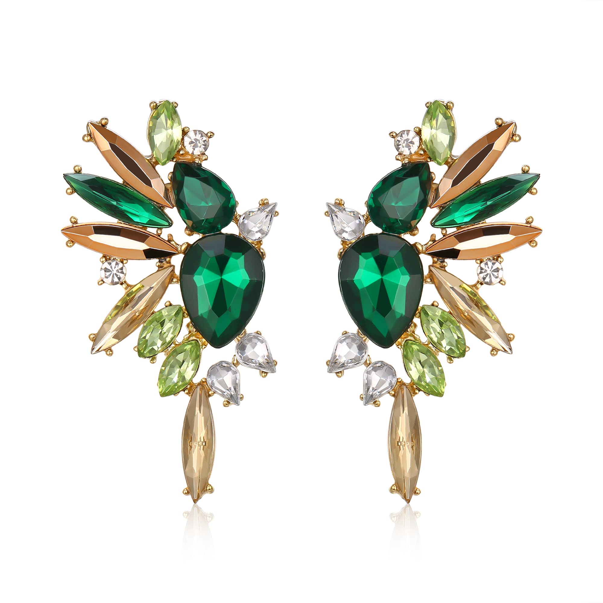 EVER FAITH Pendientes Mujer Diamantes de Imitación de la Vendimia Elegante Marquesa de Color Gota de Cristal Cuelgan Aretes