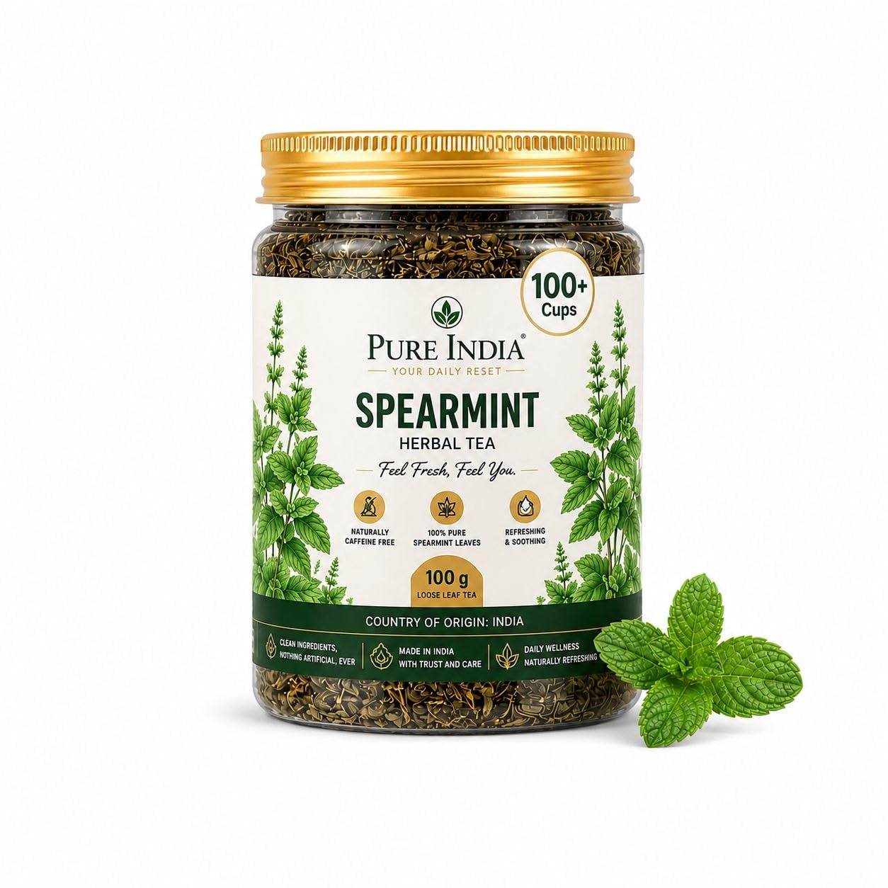 Spearmint Tea PURE INDIA 100g | PCOS & PCOD Support | Hormonal Wellness | Facial Hair Management | Caffeine Free | 100% Natural | Easy to Brew-image-46
