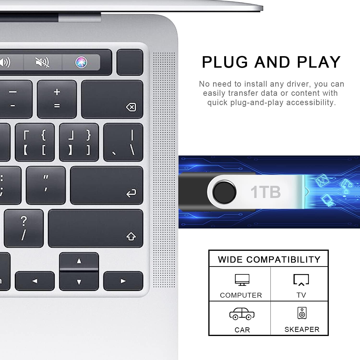 USB 3.0 Flash Drive 1TB, Flash Memory Stick 1000GB with Rotated Design, Ultra High Speed Thumb Drive 1TB with Spead up to 100Mb/s, USB 3.0 1000GB Data Storage Drive for Computer