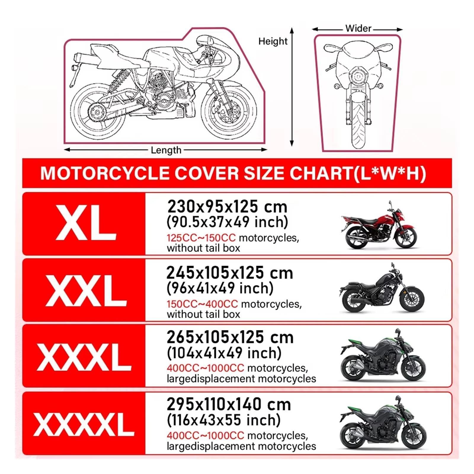 Fundas para Motos Funda Impermeable para Motocicleta(XL)
