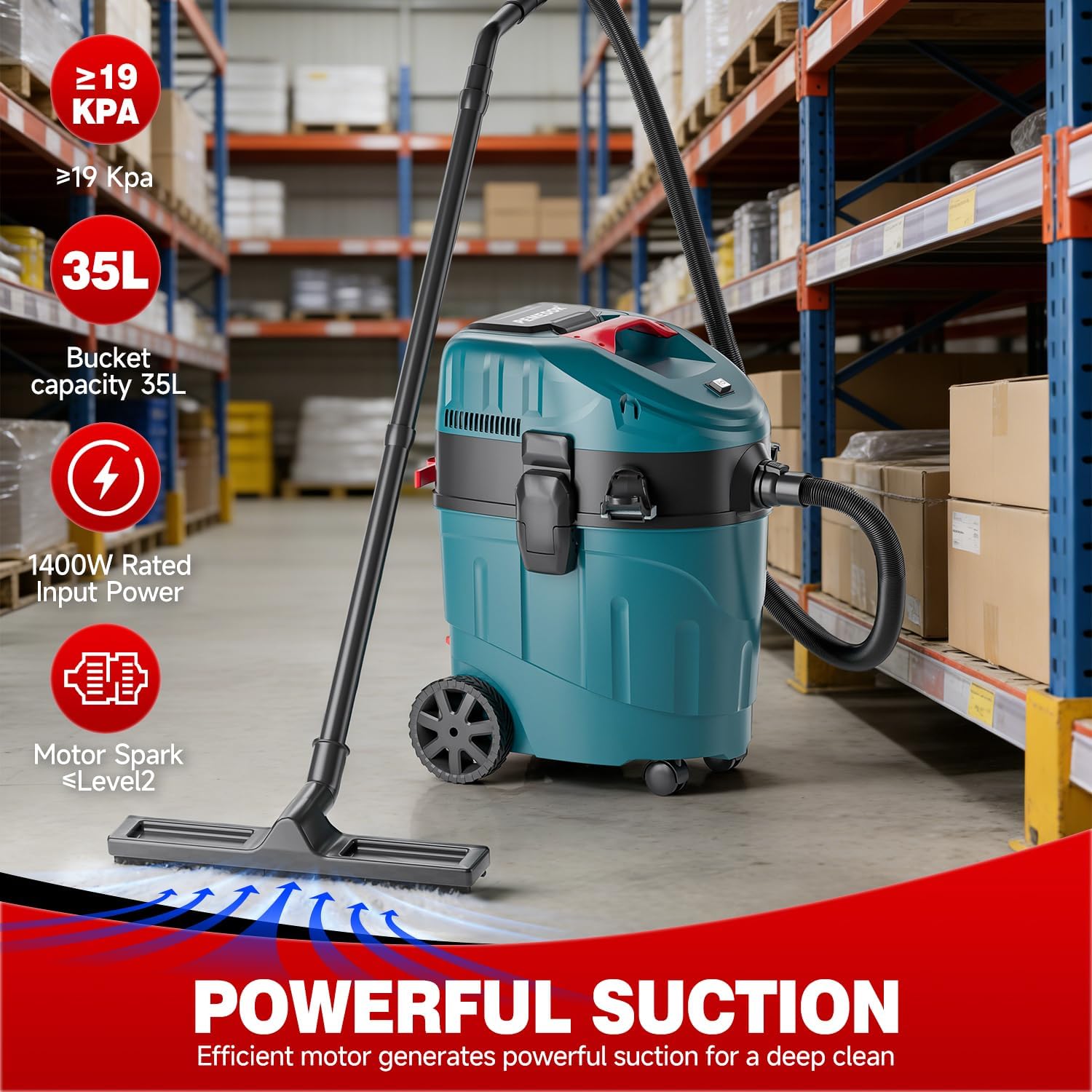 Auto Clean Dual Cyclone Pre-Separator Industrial Vacuum Cleaner Prevents Filter Clogging Maintains Strong Suction Protects Motor Woodworking Contractor Sanding Workshop Dust Collection 9 Gallon