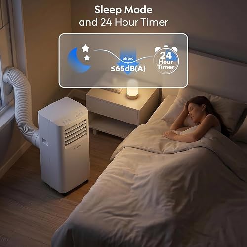 LGBBTI Climatiseur Mobile 12000 BTU WiFi Intelligent Télécommande Minuterie 24H Kit Évacuation Fenêtre Puissant Portable pour Maison Bureau 30m2 Économe Classe A, Pris, White, 7000 BTU - 6