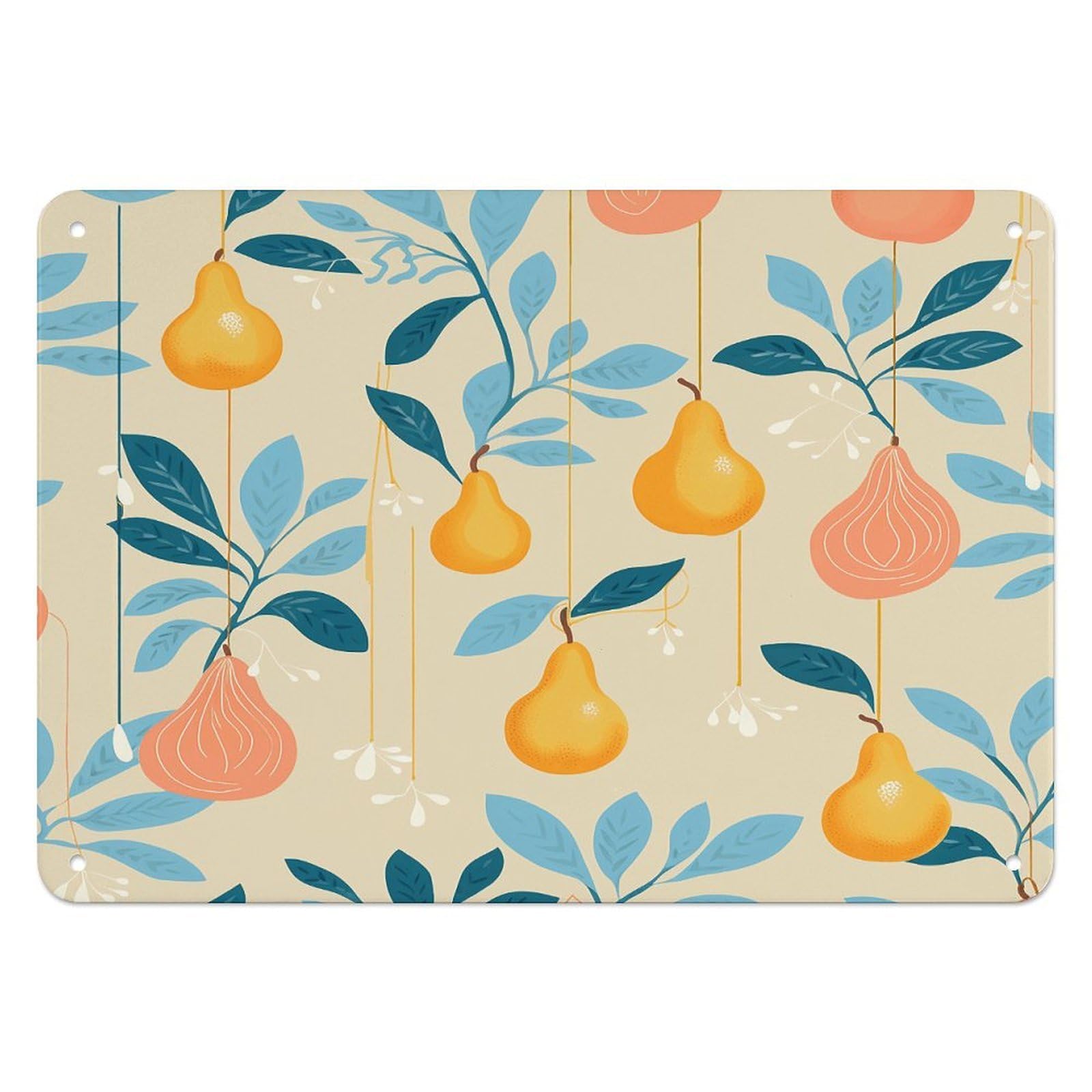 Fekiloot Style Pears And Leaves Wall Decor Iron Painting Metal Sign