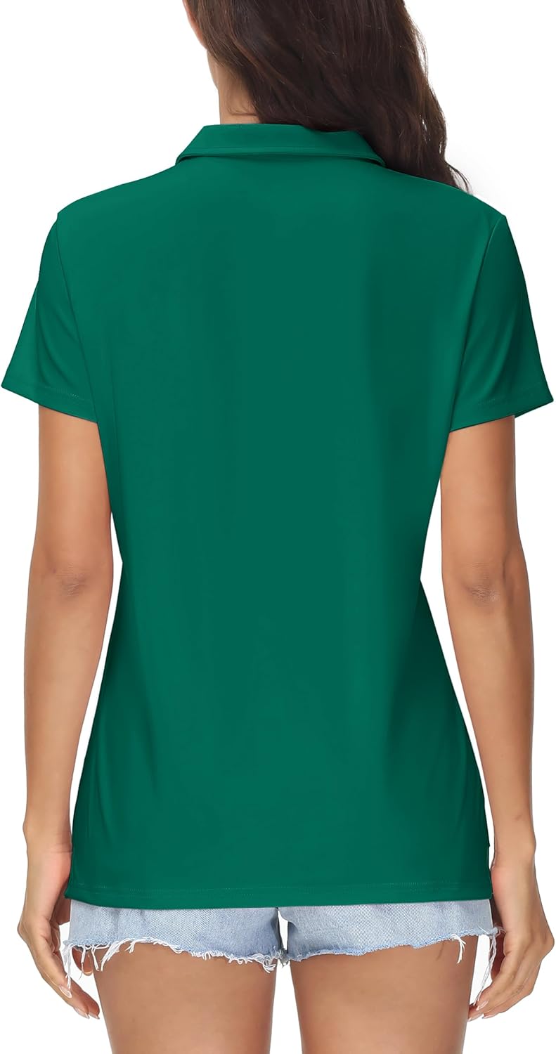 MAGCOMSEN Women's Polos Golf Shirts Short Sleeve UPF 50+ Collared Shirt Quick Dry Tennis Work Athletic Tops