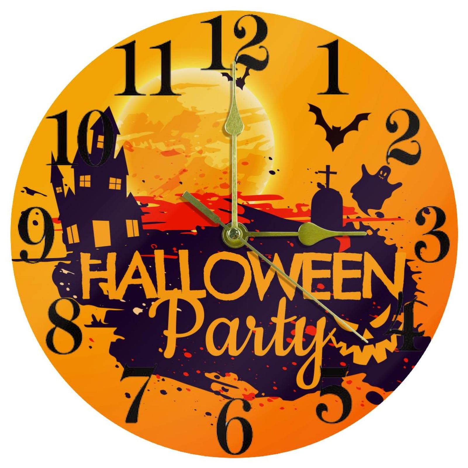 Horloge murale Halloween 25cm silencieuse pour chambre et bureau sans tic-tac