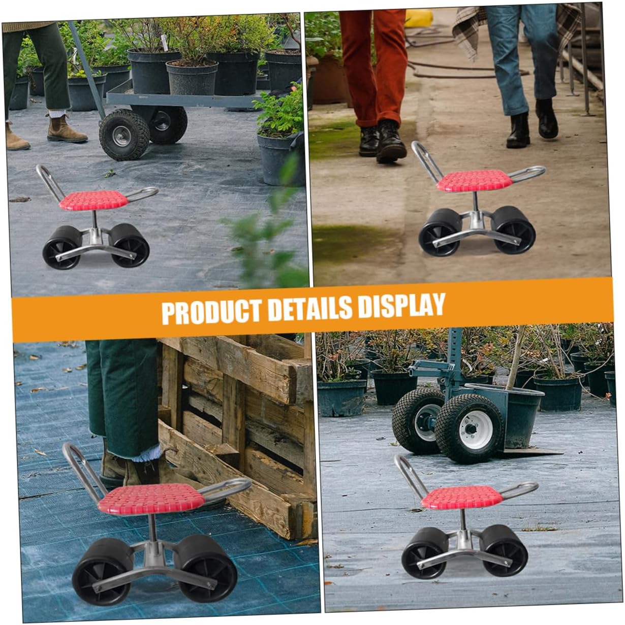 2Pcs Portable Garden Stool Wheel Lightweight Rolling Seat for Gardening Weeding Farm Work Stable Design for Easy Mobility Convenient Garden Chair Wheel