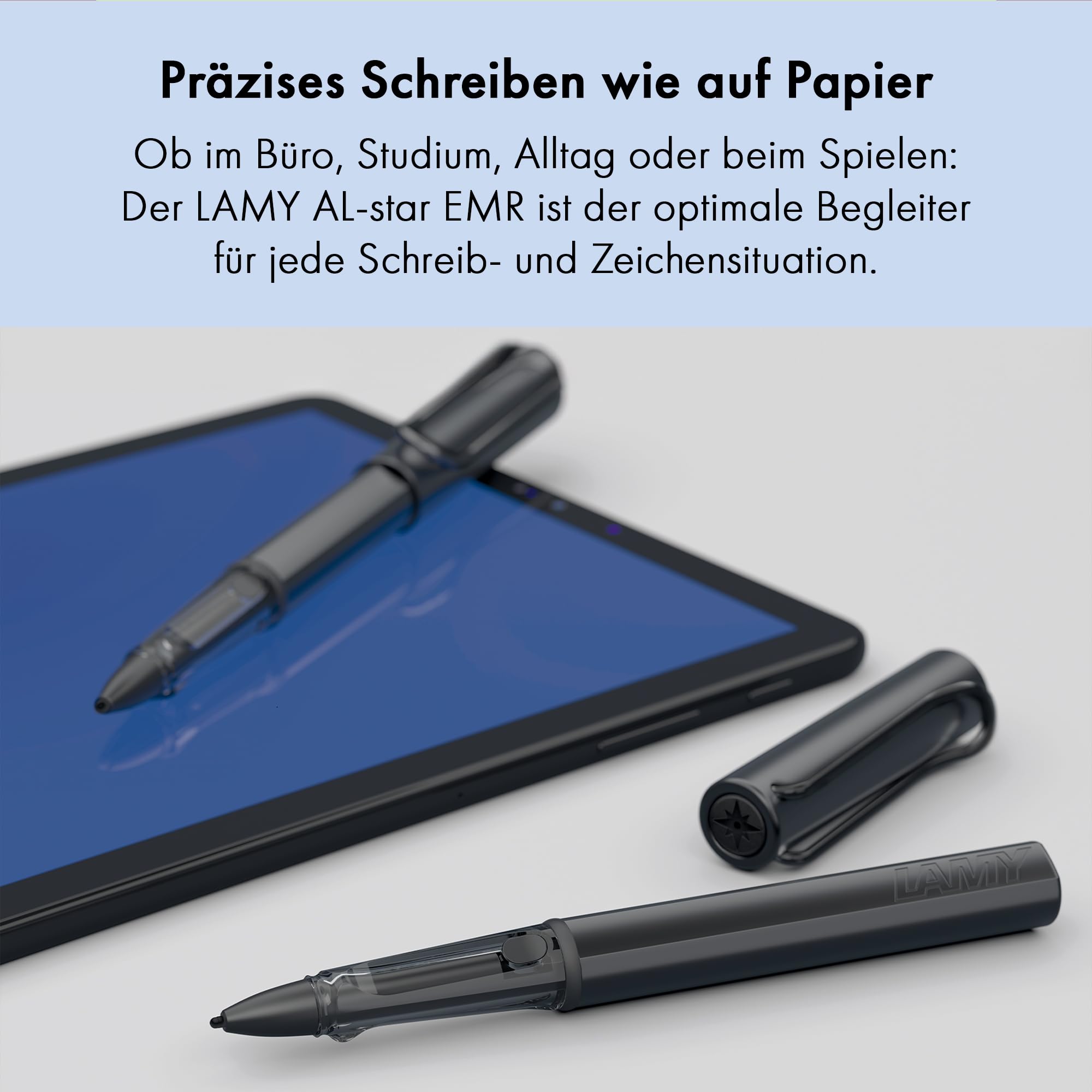LAMY AL-Star EMR Denim (PC/EL Spitze) – Stylus Pen Touchscreen-Stift für viele Android-Geräte – mit ergonomischem Griff – präzises Schreiben & Zeichnen auf digitalen Medien – mit Funktionstaste