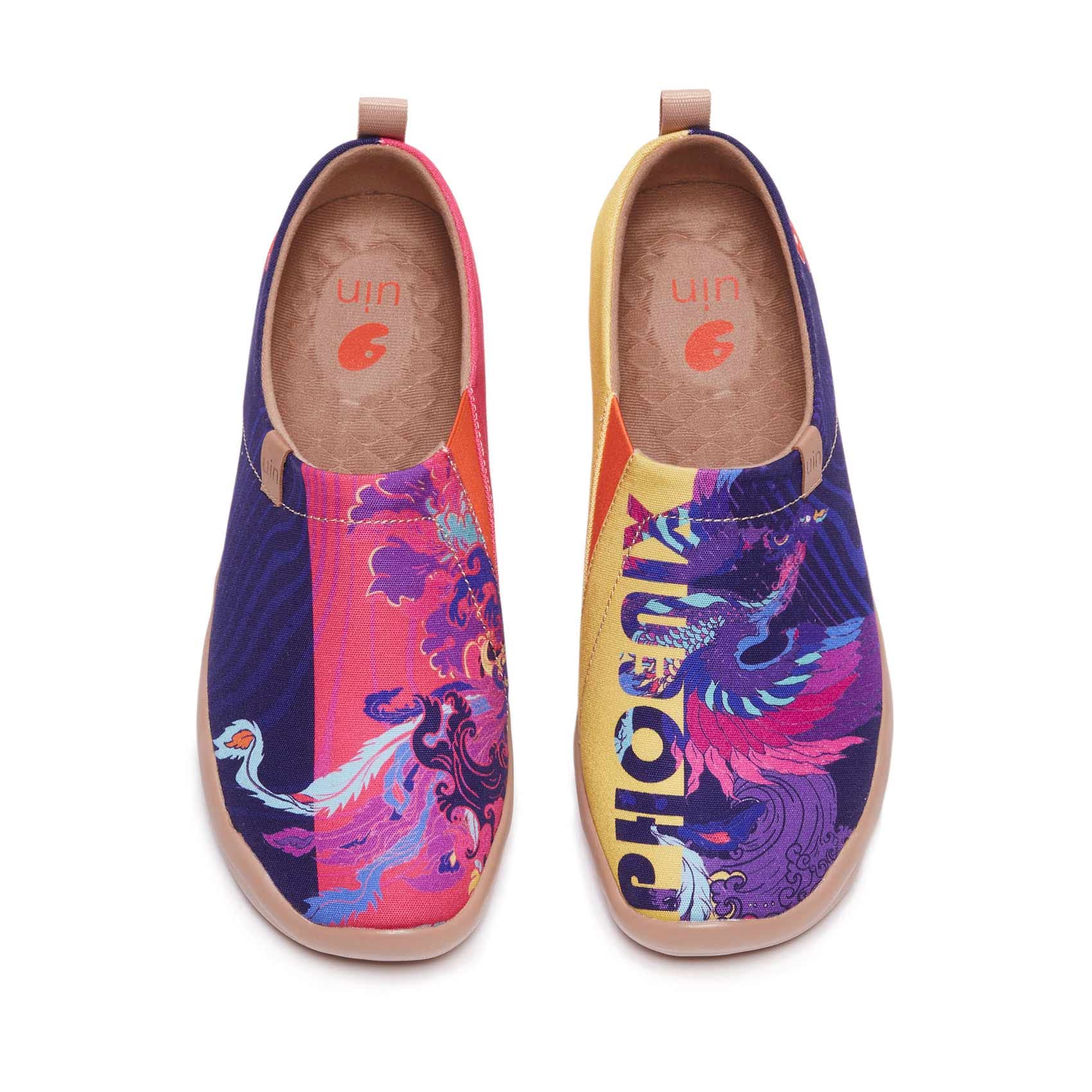 UIN Damen Leichtgewicht Slip On Loafer Schuhe Komfort Mode Sneaker Wanderschuhe Lässiger Reiseschuhe Toledo I Ethnischer Stil Thema
