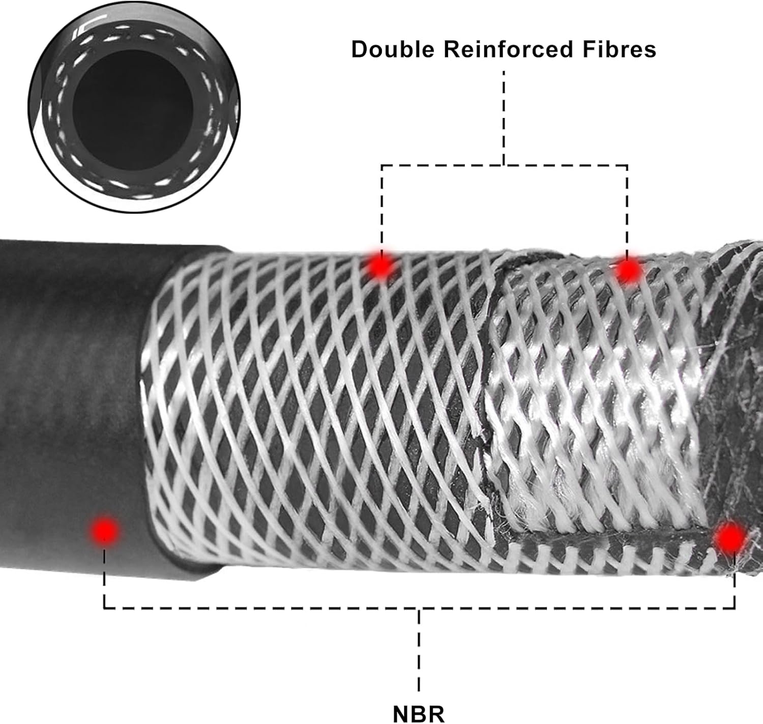 3/8" Fuel Line Hose, 10FT SAE 30R10 300PSI High Pressure Submersible for Automotive Fuel Systems Engines