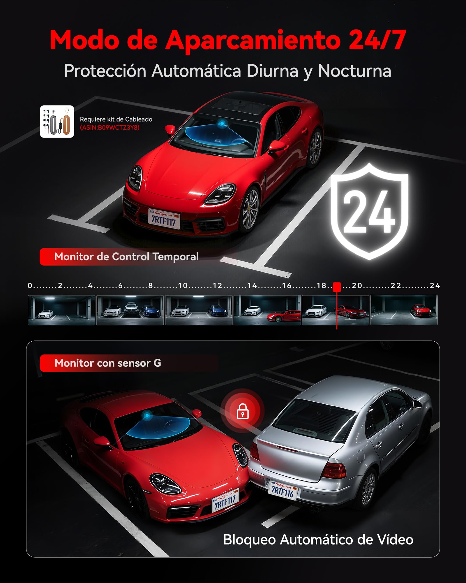 REDTIGER 4K Dashcam Coche Frontal,5.8G WiFi,Camara Vigilancia para Coche con Visión Nocturna,WDR, Modo de Aparcamiento 24H,Grabación en Bucle,Instalación en Dos Pasos