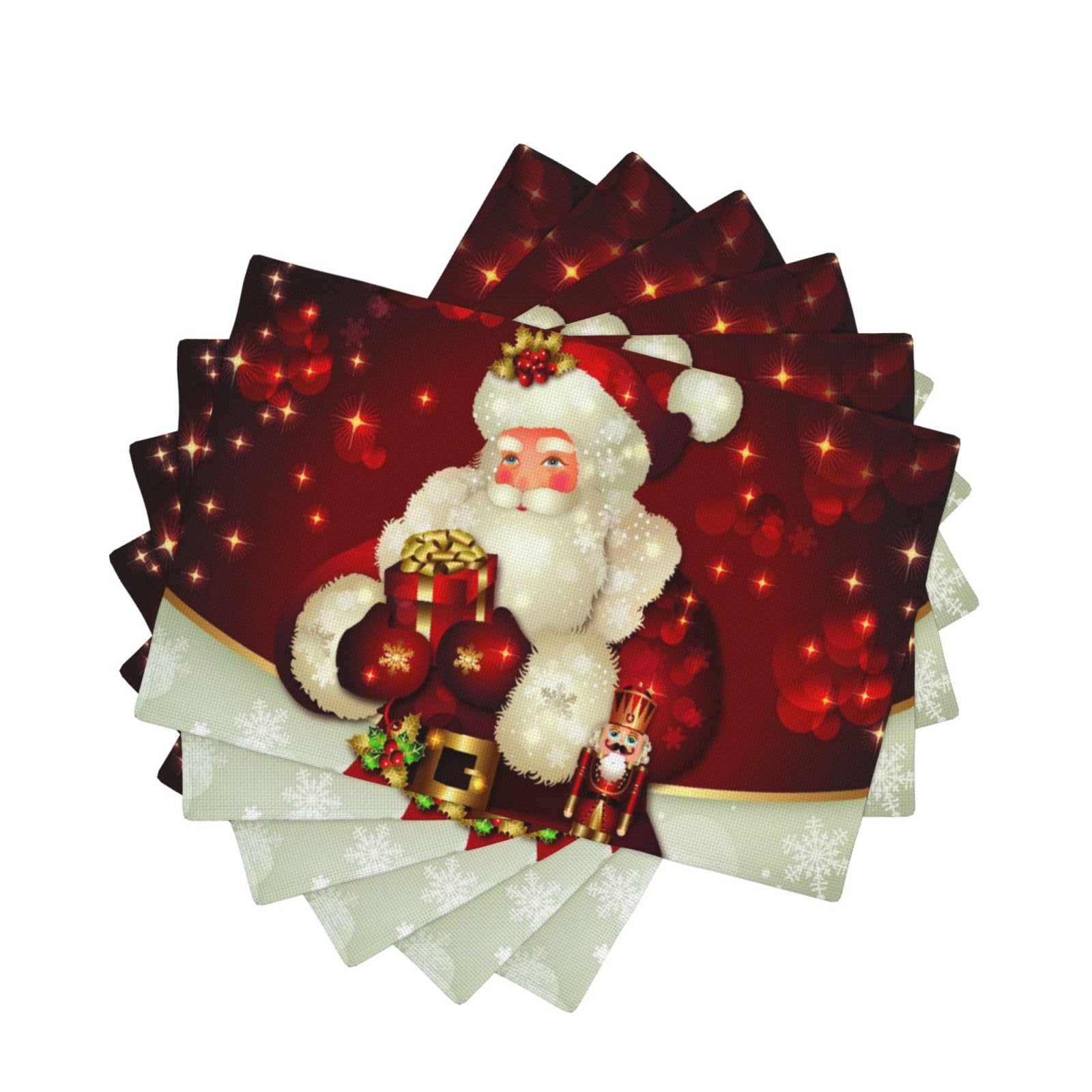 Sets de table en lin Père Noël x6 - 45x30 cm lavables et doublés