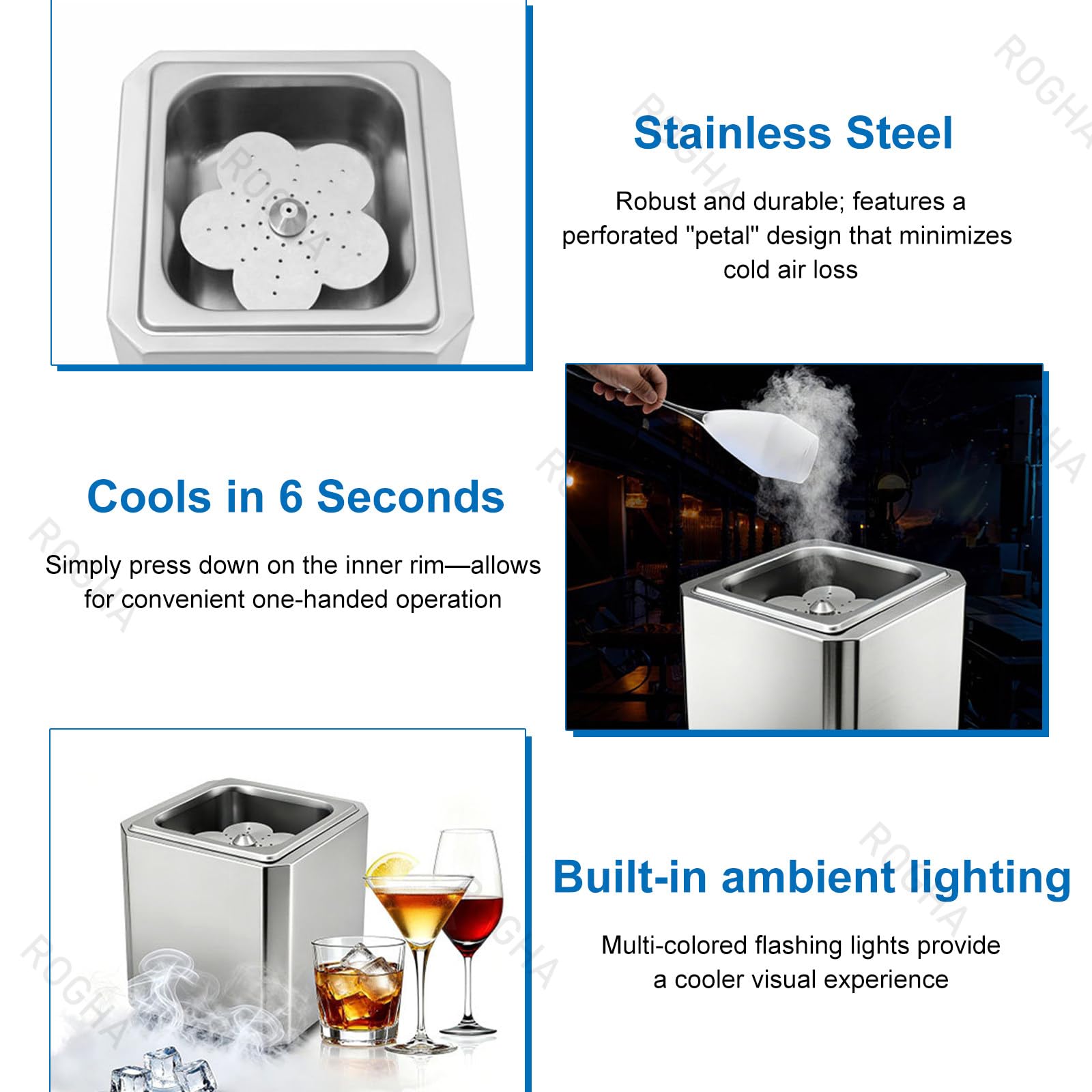 Enfriador de Vasos de CO2 de enfriamiento rápido, Enfriador de Mesa para Vasos de Cerveza con Luces de neón, 6 Unidades por Vaso, para Vasos de cóctel, Bares y restaurantes