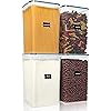 Vtopmart Extra Large Tall Airtight Food Storage Containers, 4 Pieces 5.9qt/6.5L Plastic PBA Free Kitchen Pantry Canister for Spaghetti, Flour and Baking Supplies, with 24 Labels, Black