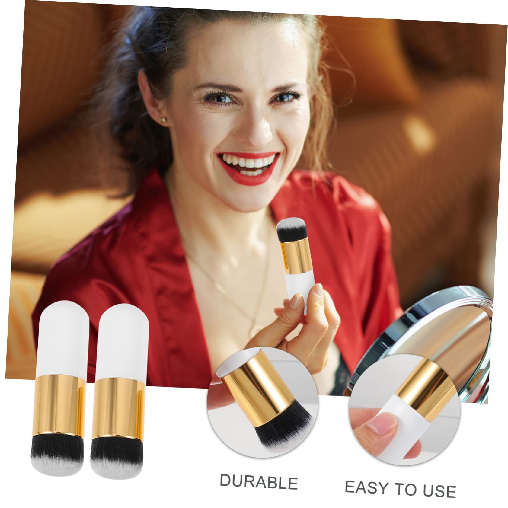 ARTSEWPLY 2Pcs High Density Foundation Powder Brush for Blending Premium Synthetic Hair Makeup Brushes for Finish Ergonomic Design for Easy Application