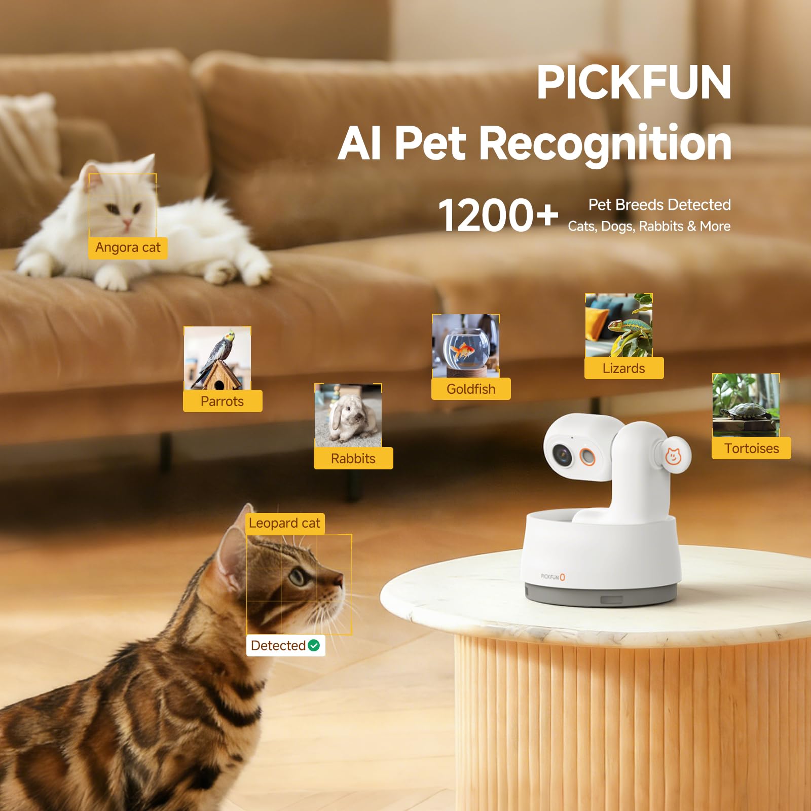 Cámara P0 AI para mascotas con seguimiento 2K, edición de grabación de video automática y alertas inteligentes, vista panorámica de 350° con visión nocturna, audio bidireccional, protección de