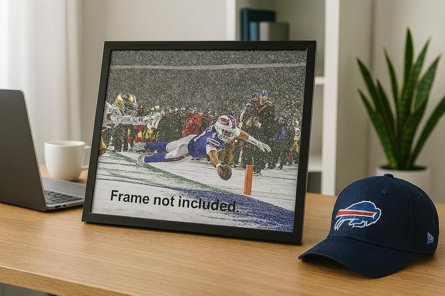 Buffalo Bills Quarterback Josh Allen Leaps Into The End Zone During a Game In The 2024 Season 8x10 Action Photo Picture -Officially Licensed NFL Collectible Matte Print for Fans & Memorabilia Collectors | Football Wall Art
