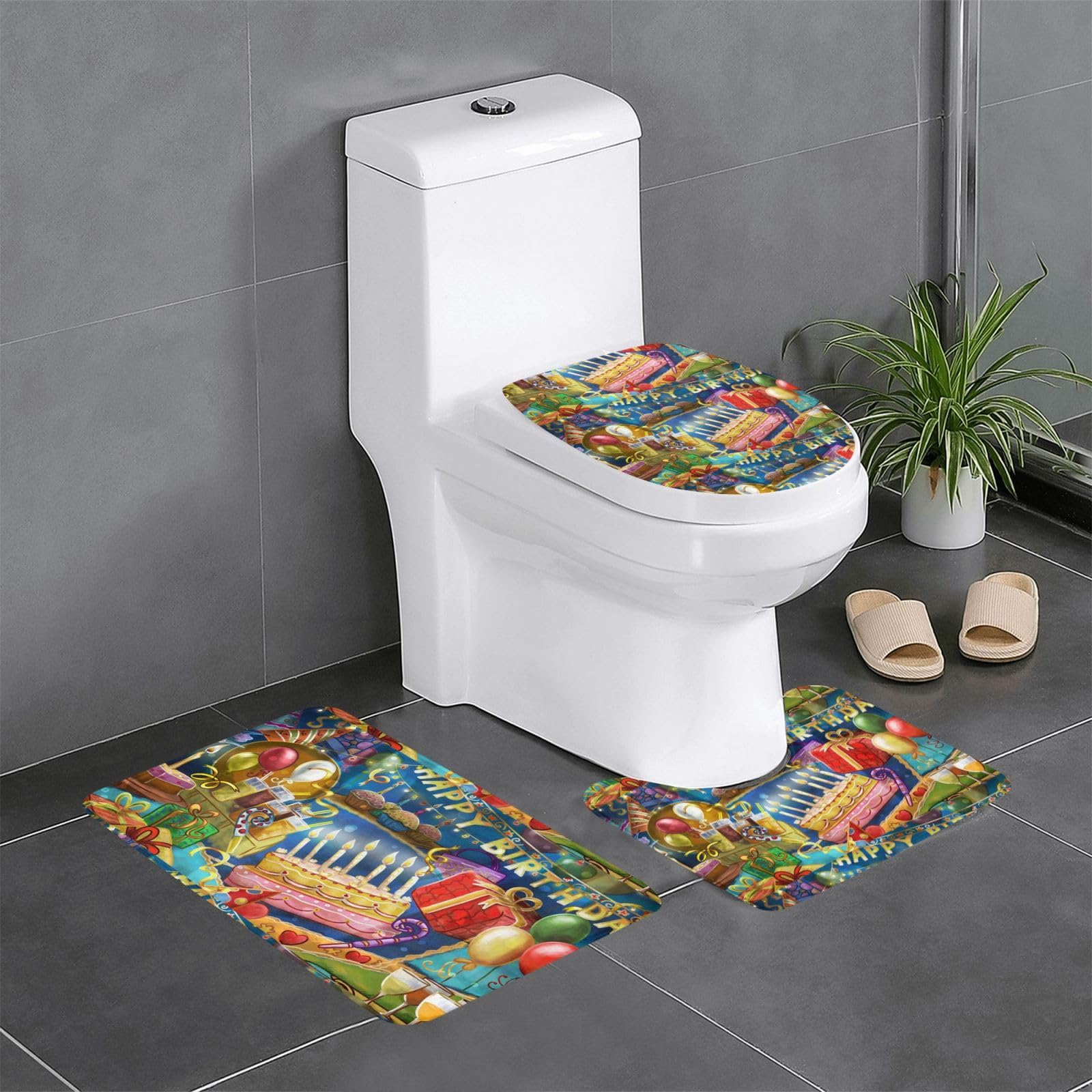 Tapis de sol anti-humidité Happy Birthday en flanelle pour éviter les glissades