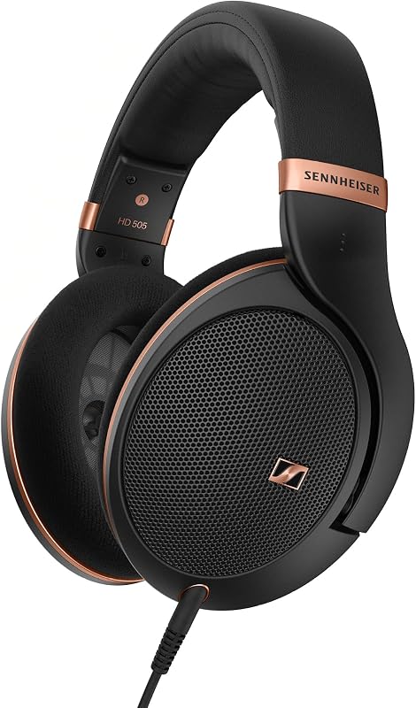HD 505 - Auriculares supraaurales con cable con sonido transparente y graves controlados, auriculares de estudio de comodidad mejorada para música, trabajo, juegos, audiófilos, estudiantes, viajes, edición cobre