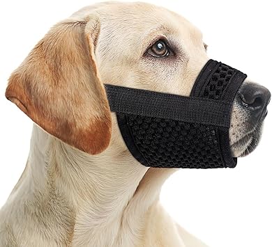 Dog Muzzle for Large Medium Small Sized Dogs, Adjustable Mesh Dog Muzzle to Prevent Biting Barking Chewing, Soft Puppy Muzzles Dogs Mouth Guard Allows Panting Drinking Eating