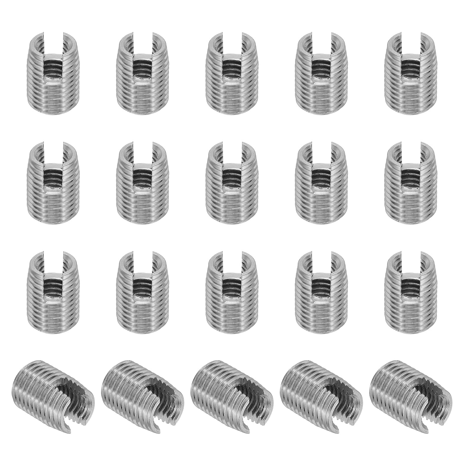 Self-Tapping Threaded Inserts, 20 Pcs M6 x M9 x 12mm 303 Stainless Steel Thread Adapter Reducer Slotted Screw Repair Inserts Nuts Sleeve