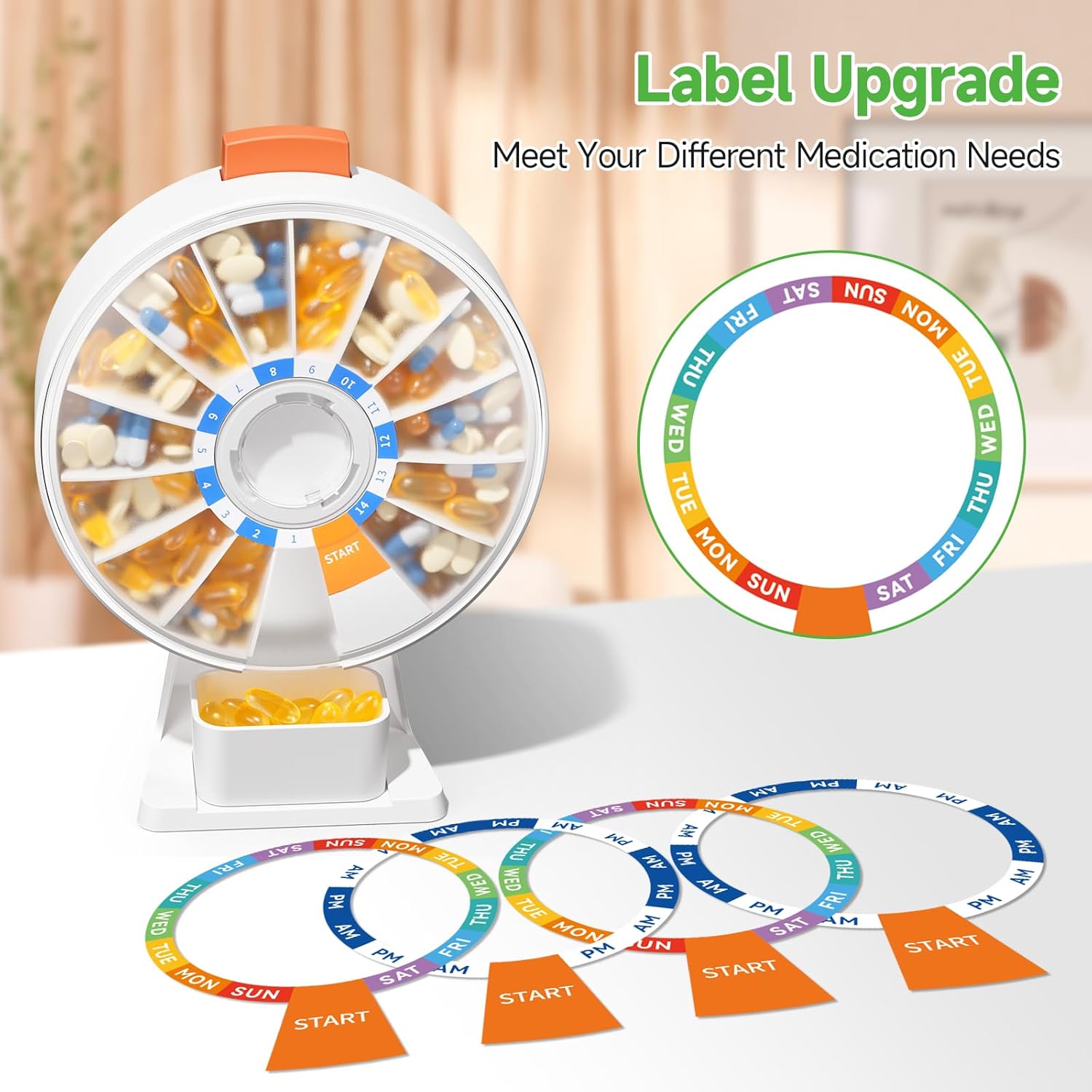 Daily Pill Dispenser, Weekly Pill Organizer 2 Times a Day, Cute Pill Organizer with New Design