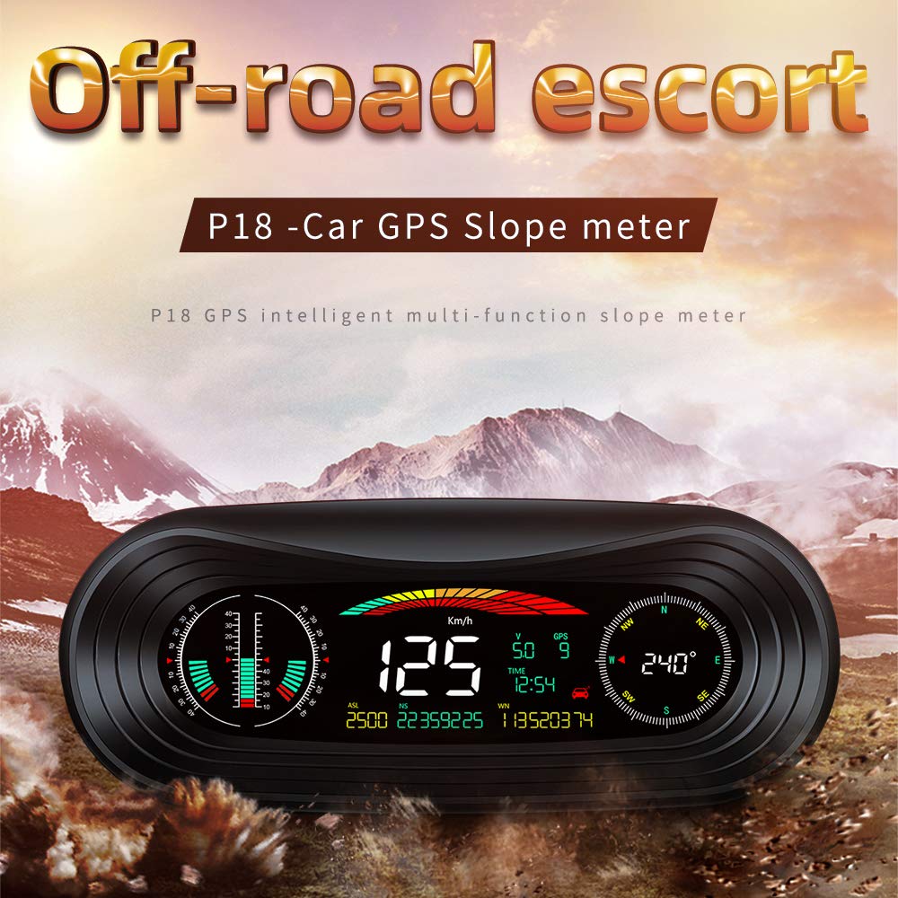 Head Up Display Auto GPS HUD Car Head Up Display off-Road 4X4 Inclinometro GPS Pannello Digitale Tachimetro Inclinazione Bussola automobilistica Altitudine Orologio Head Up Display