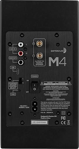 Miniatura 5 de Dayton Audio Altavoces de escritorio alimentados M4 con Bluetooth y USB DAC  Control remoto incluido  Potencia máxima de 150 W  Par (negro, 4