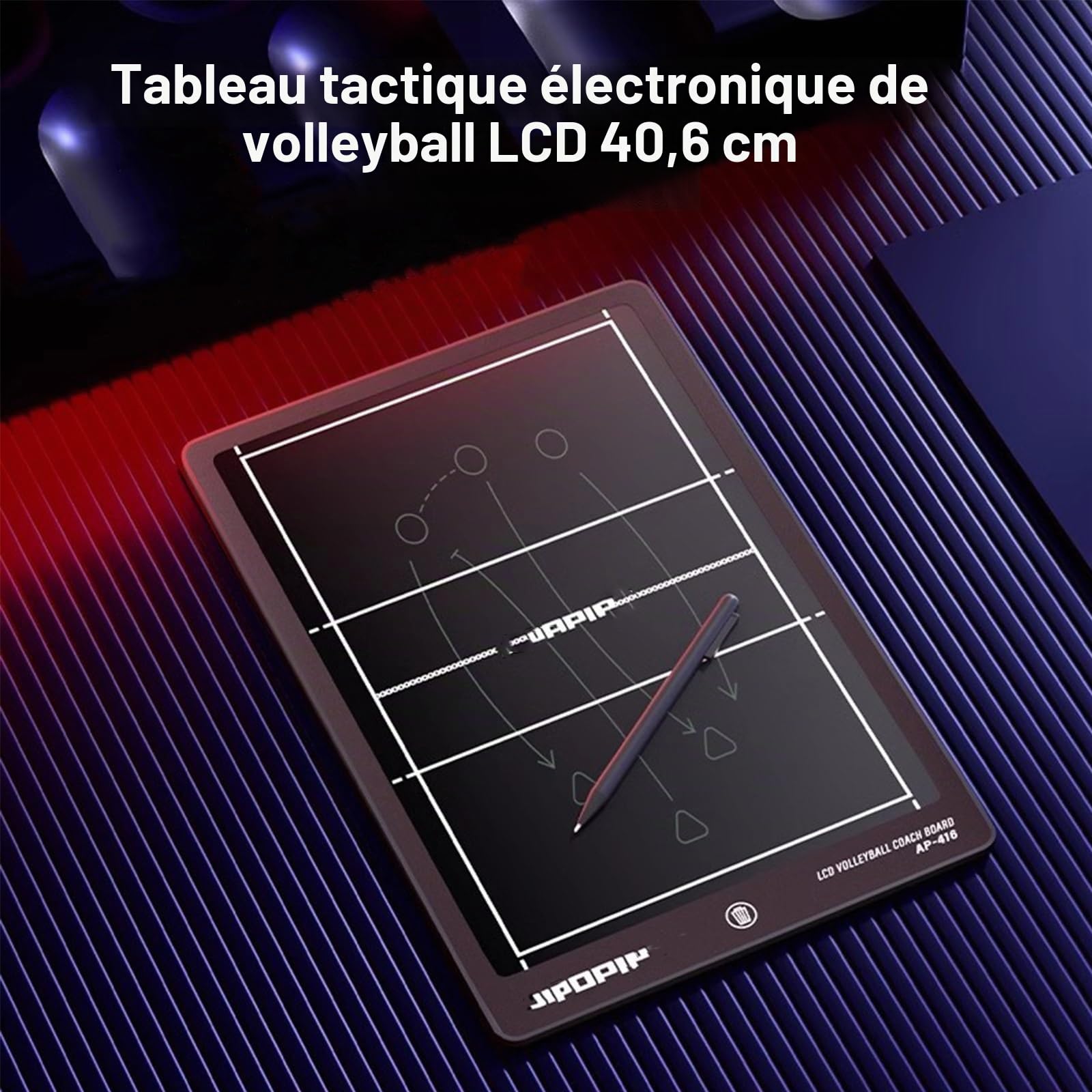 Tableau Électronique D'Entraînement de Volley-Ball, LCD Tableau Tactique avec Un Stylo, Presse-papiers des Entraîneurs, Planche Tactique Effaçable, Planches D'entraînement Tactique Portable