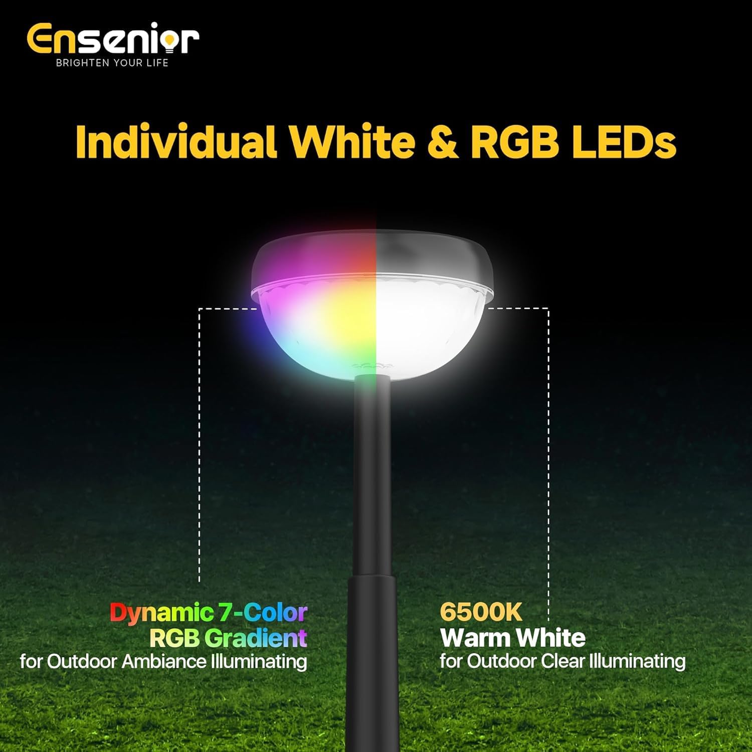 Ensenior Color Changing Solar Lights Outdoor, 10 Pack, Unique Light Pattern image 3