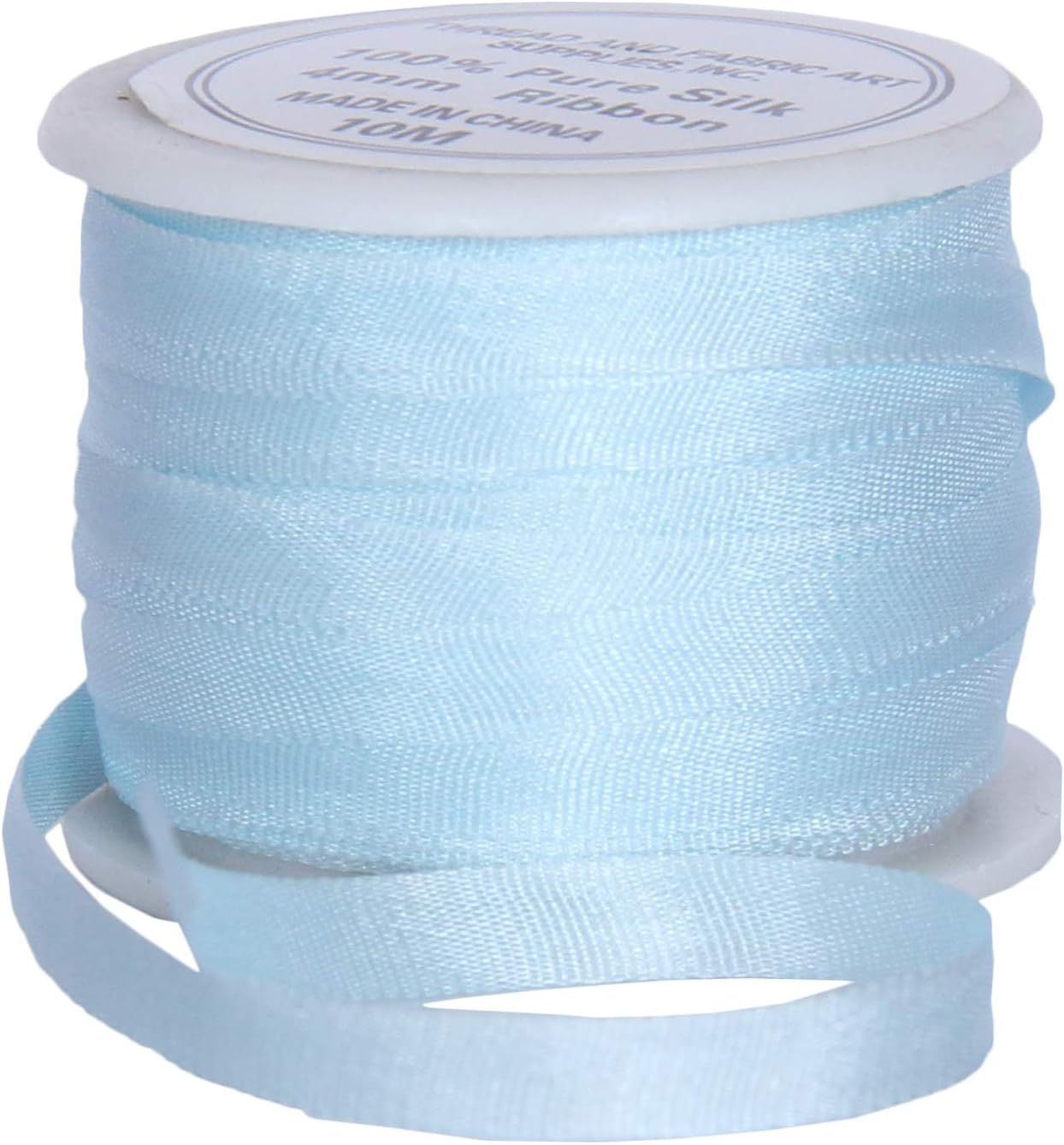 Threadart 100% Pure Silk Ribbon - 4mm Pale Blue - No. 600-3 Sizes - 50 Colors