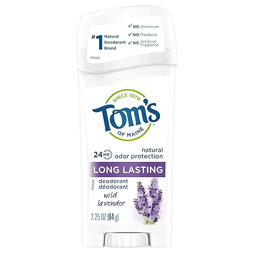 Tom's of Maine Desodorante natural sin aluminio de larga duración para mujeres, lavanda salvaje, 2.25 onzas