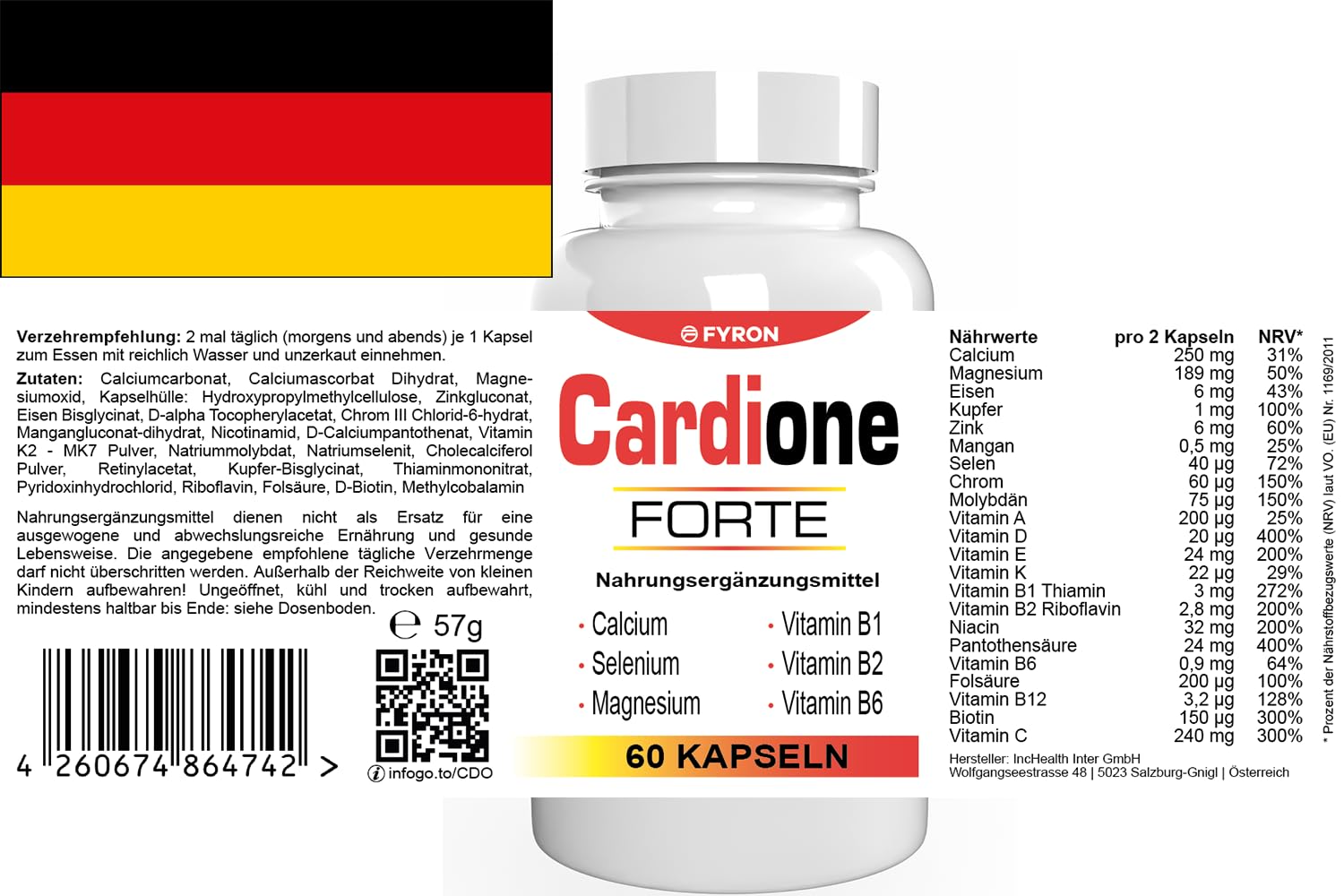 Cardione Forte - 300 Kapseln (5x 60 Kapseln), 5er Pack