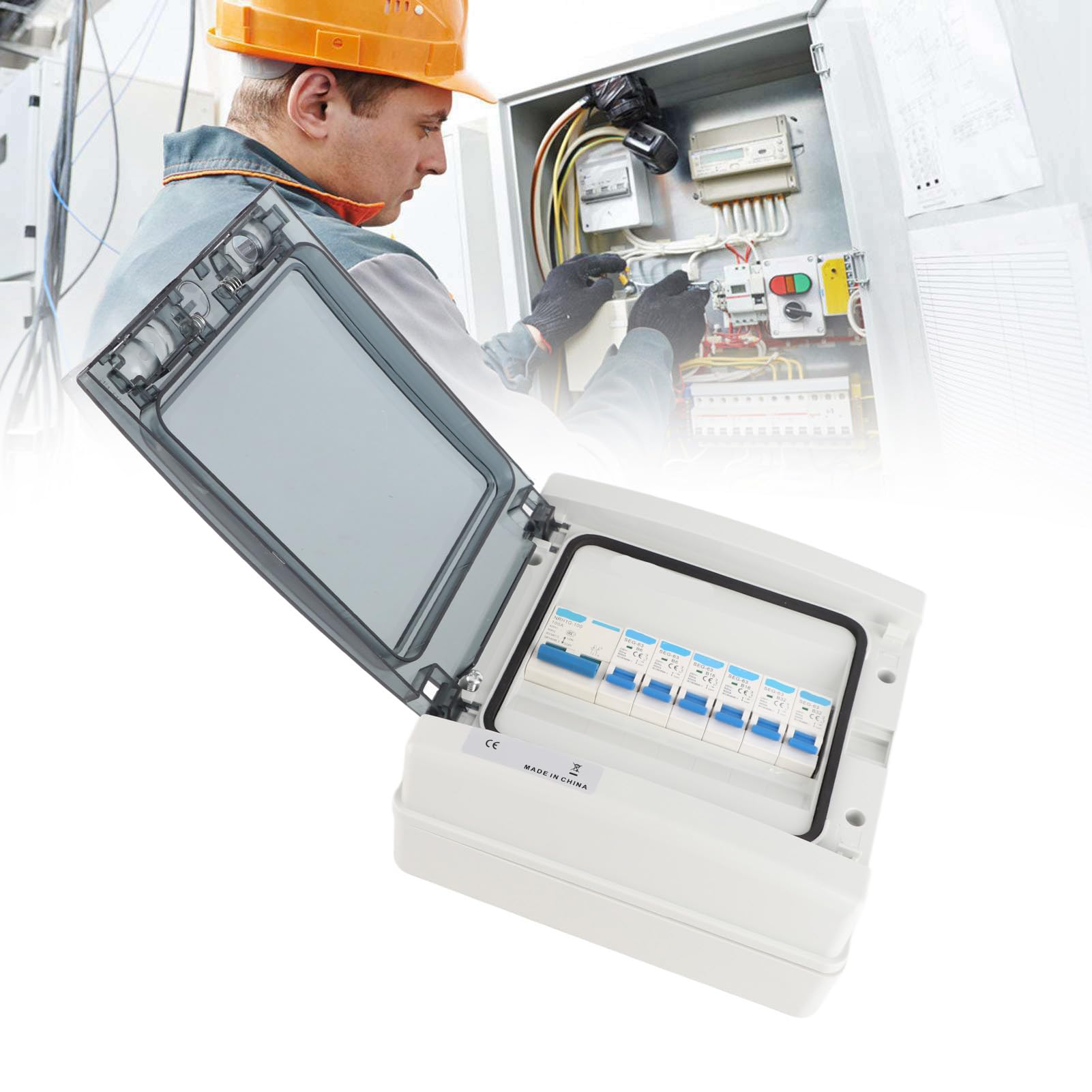 TOPINCN 6 MCB -Verteilungsbox (2xb6a + 2xb16a + 2xb32a) Hauptschalter 100A 6 EU -Routen Elektrische Sicherheit für Externe Verwendung ABS + PC Caravans