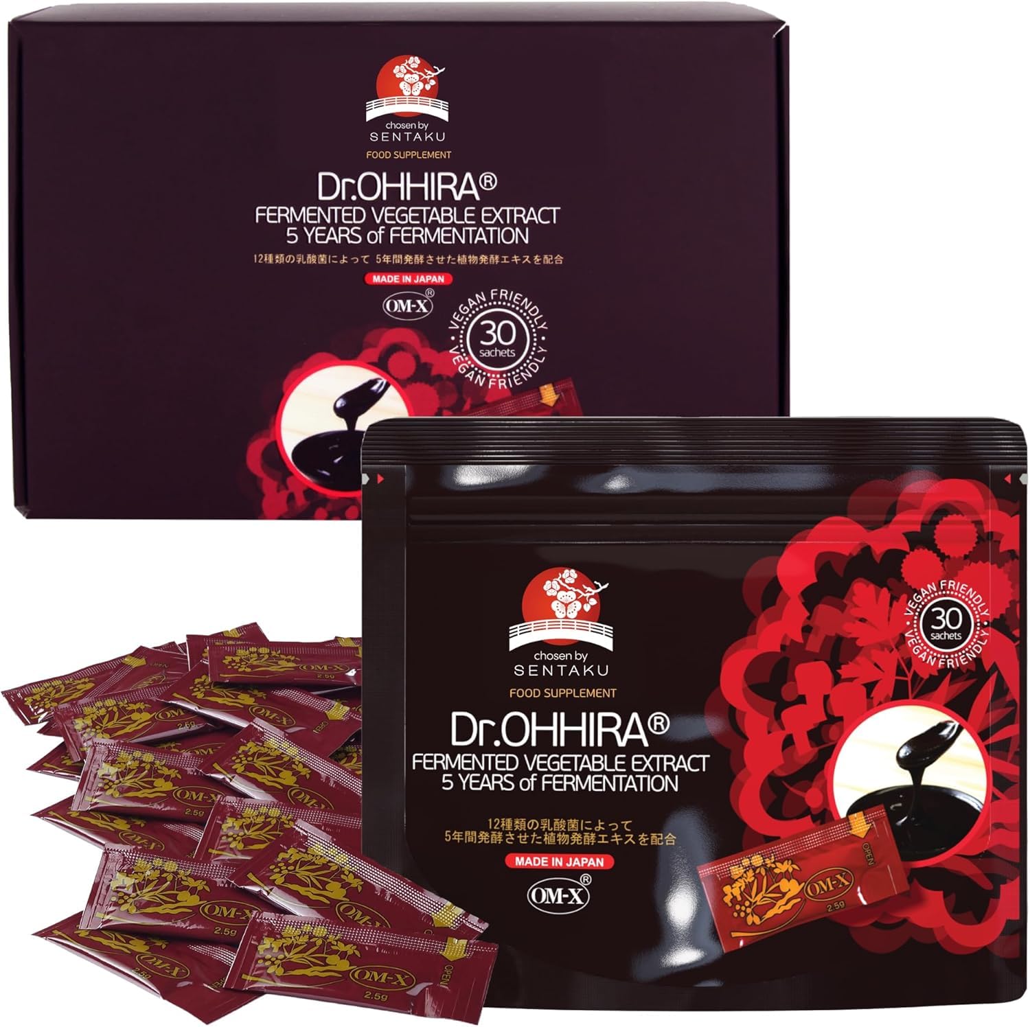 Fermented Vegetable Extract – 3 in 1 Gut Health Supplement- Prebiotic,Probiotics, Postbiotic in OM-X® – 5yrs Unheated Fermentation of 12 Bacterial Live Cultures, 30 Sachets