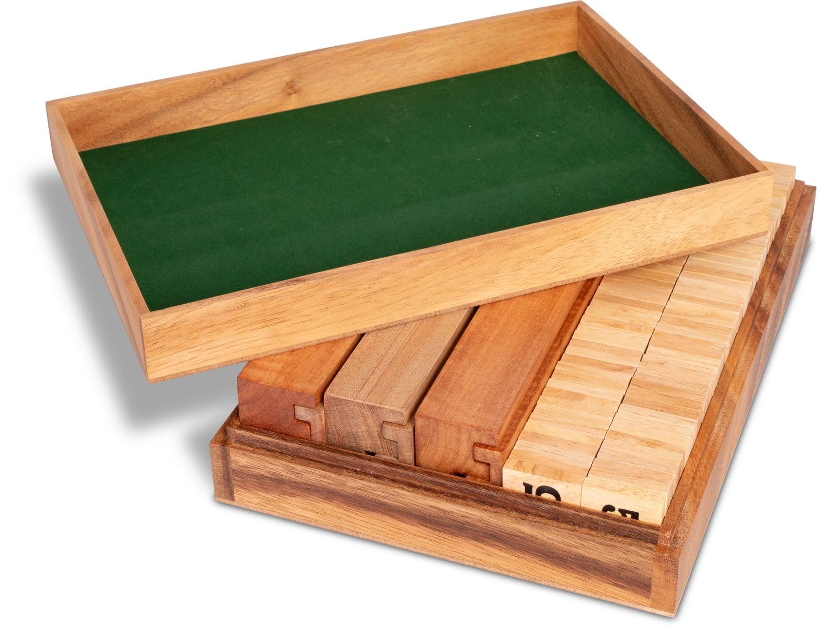 LOGOPLAY Rummy gioco in legno in scatola, 6 giocatori, gioco da tavolo di alta qualità con 6 panchine e pietre da gioco, gioco di società classico, 29 x 20 x 6,5 cm, 2 kg