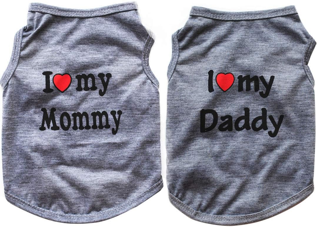 Dog Shirts,Dog T-Shirt,Pet Shirts Puppy Dog Vest T-Shirt Pet Clothing Apparel Female Male Small Dog-2pcs (L: Length:36cm/ Bust:44cm, Grey)