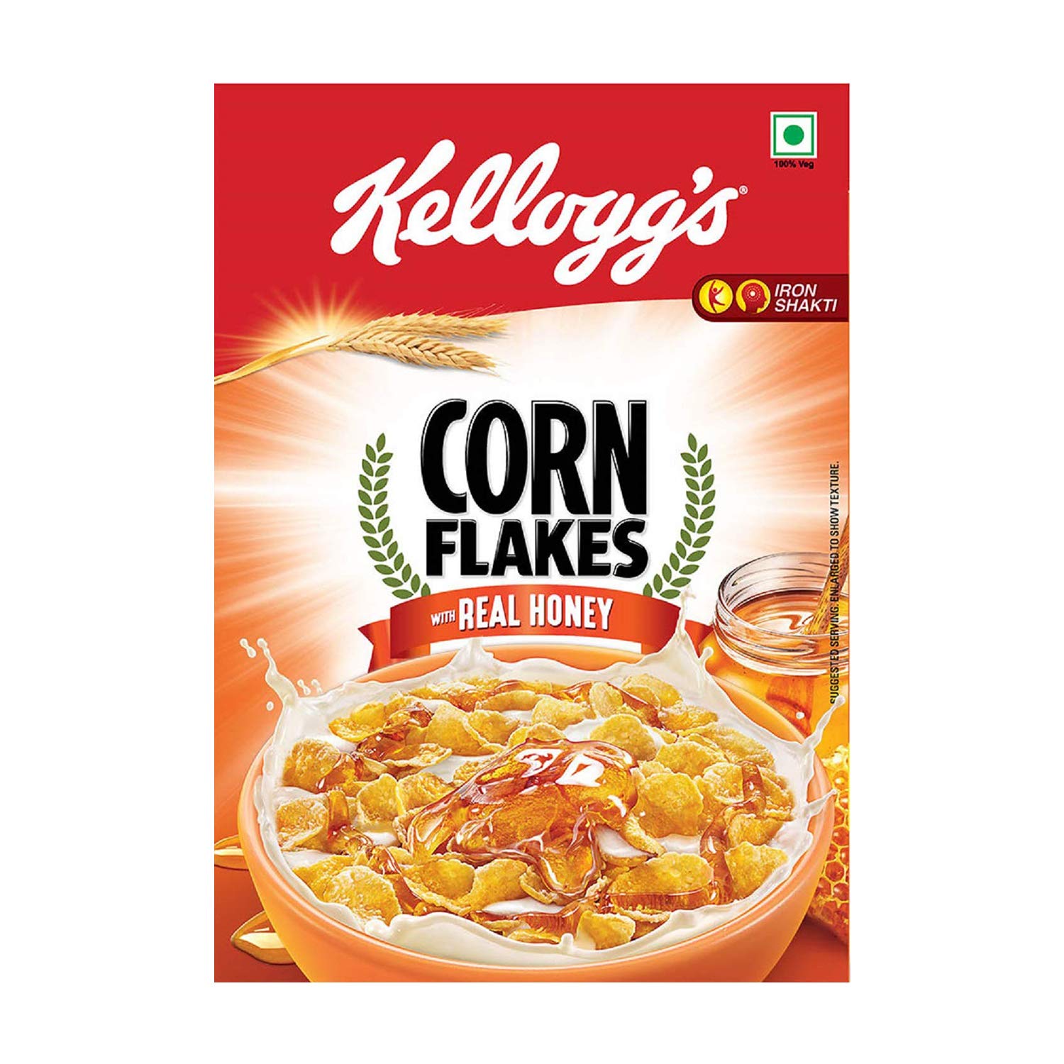 Cornflakes Real, Honey | High In Iron, Vitamin B1, B2, B3, B6 & C | Naturally Cholesterol Free | Corn Flakes, Breakfast Cereal - 300Gm/345Gm