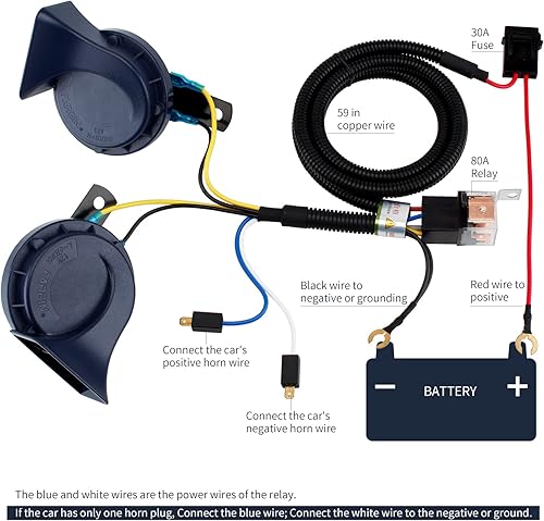 Miniatura 7 de FARBIN Bocina de coche de 12 V para bocina de aire eléctrica, kit de bocina de tren para camión con arnés de relé para coche, camión, SUV