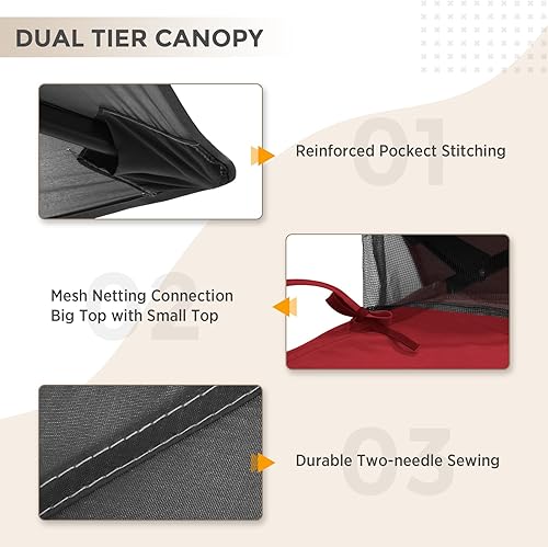 Miniatura 8 de COOS BAY Toldo de repuesto de 11 x 11 pulgadas con parasol de ventilación de aire, cubierta superior de poliéster, color gris