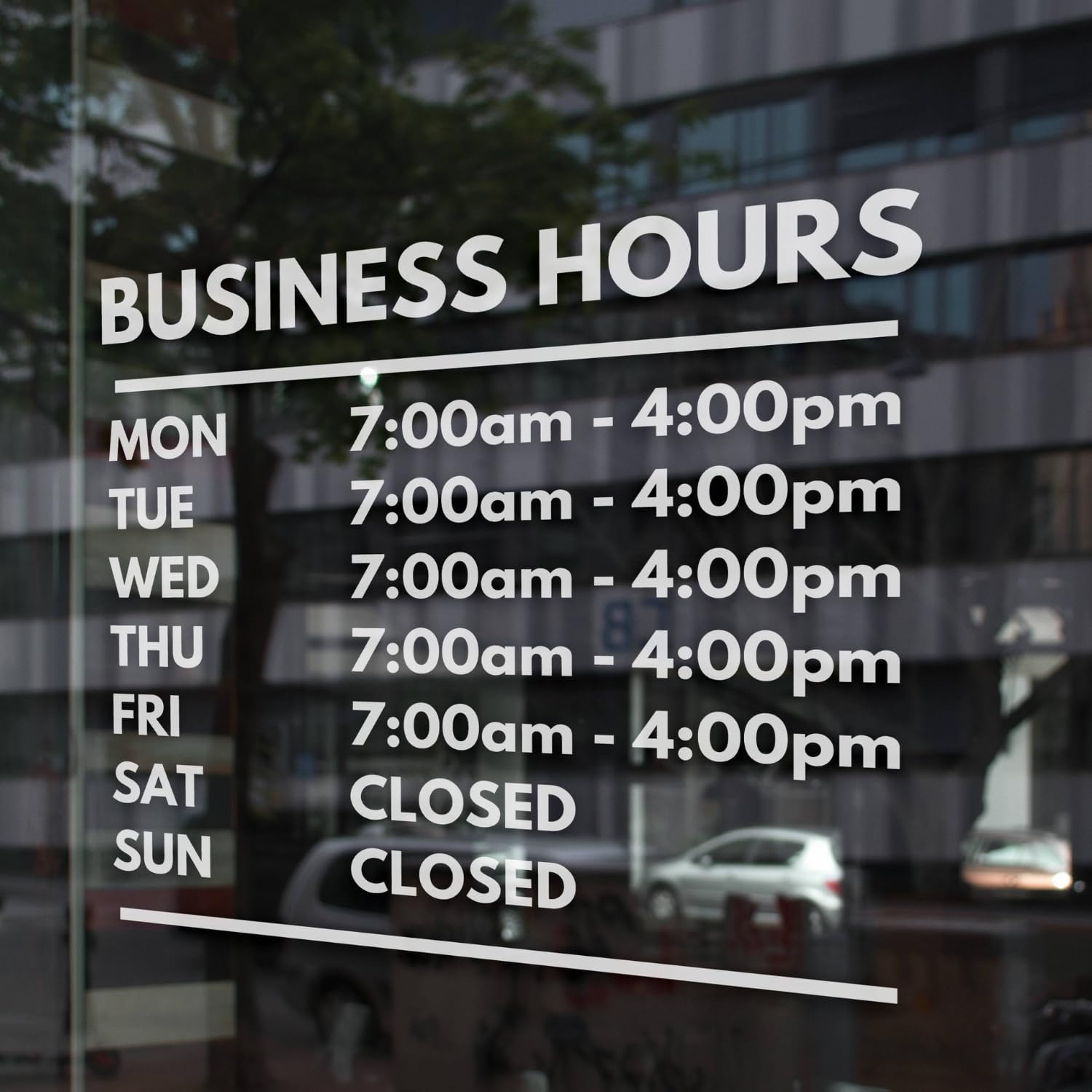 Custom Business Hours Signs - Window Decals for Store Hours, Office & Retail